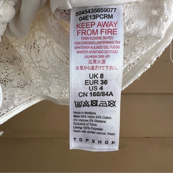 Topshop Cottagecore Crop Top - Size 4 - Festival Casual Summer - Picture 4 of 5